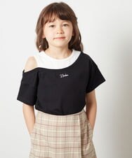 KJKGU15029 a.v.v KIDS(アー・ヴェ・ヴェ) [160]アシメレイヤー風Ｔシャツ ブラック