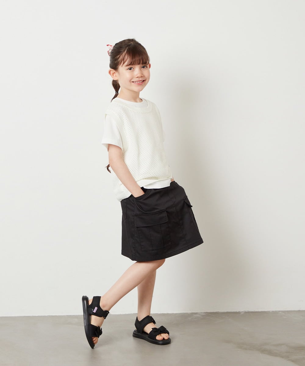 KJKGV01039 a.v.v KIDS(アー・ヴェ・ヴェ) [100-130]【2点セット】メッシュ編みニットベストセット ホワイト