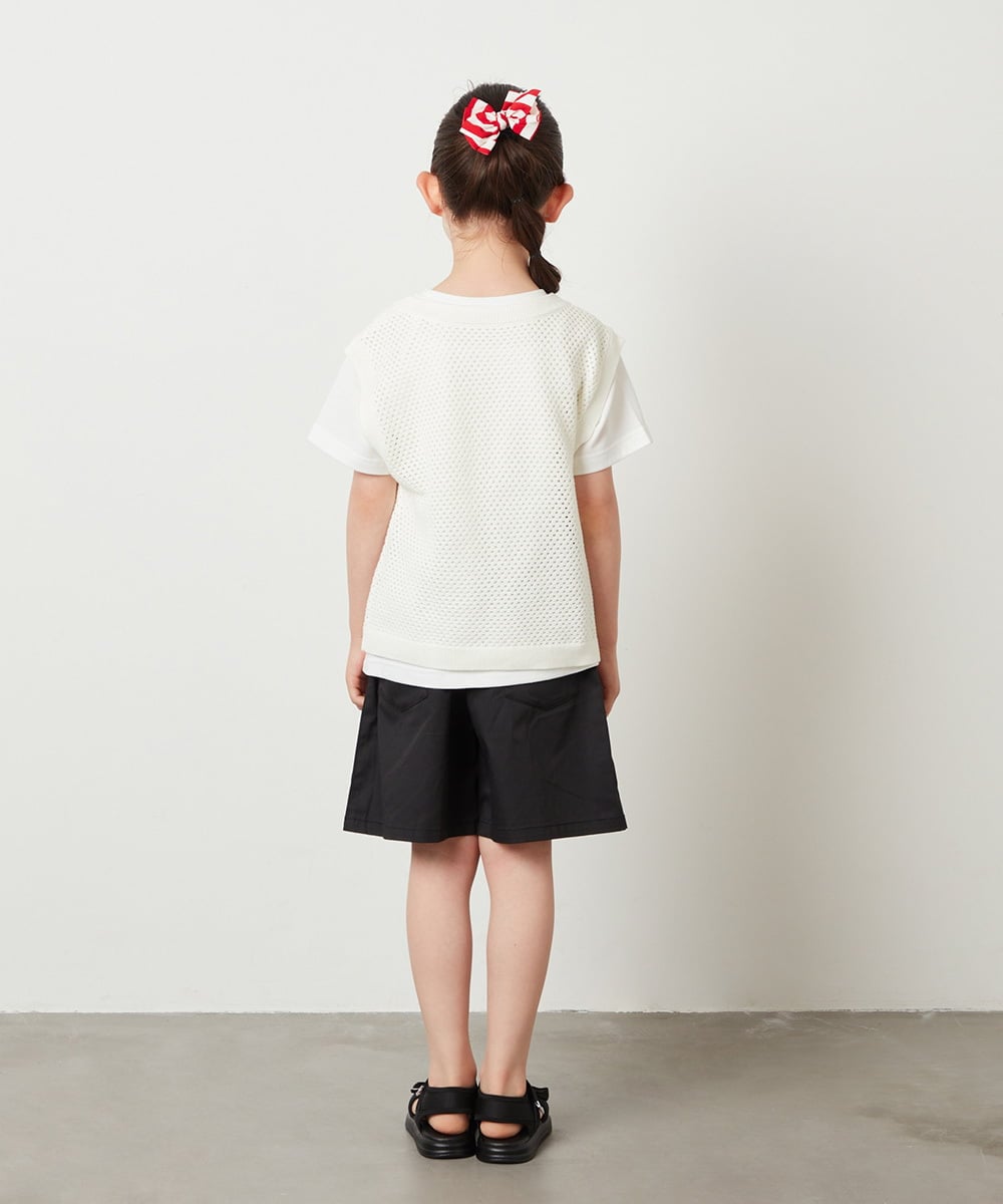 KJKGV01039 a.v.v KIDS(アー・ヴェ・ヴェ) [100-130]【2点セット】メッシュ編みニットベストセット ホワイト