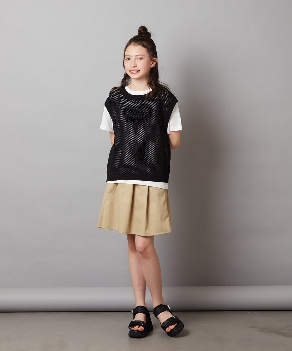 KJKGV01039 a.v.v KIDS(アー・ヴェ・ヴェ) [100-130]【2点セット】メッシュ編みニットベストセット ホワイト