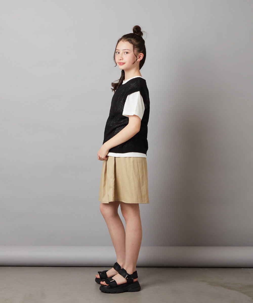 KJKGV01039 a.v.v KIDS(アー・ヴェ・ヴェ) [100-130]【2点セット】メッシュ編みニットベストセット ホワイト