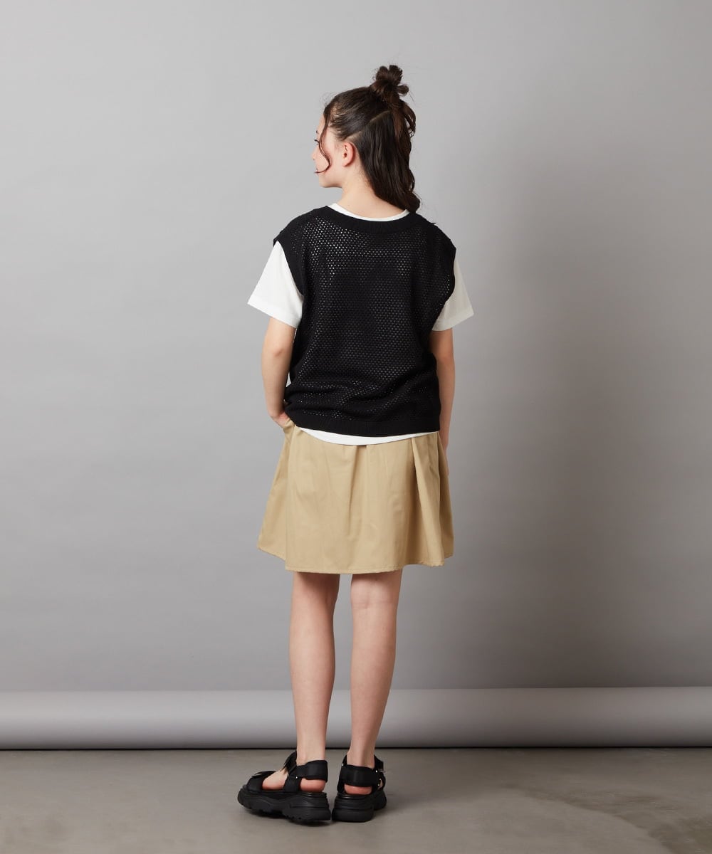 KJKGV01039 a.v.v KIDS(アー・ヴェ・ヴェ) [100-130]【2点セット】メッシュ編みニットベストセット ホワイト
