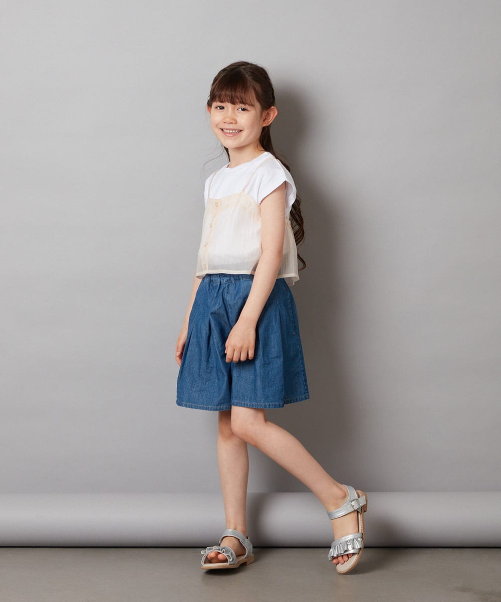 KJKGV02024 a.v.v KIDS(アー・ヴェ・ヴェ) [100-130]シアーキャミドッキングＴシャツ オレンジ