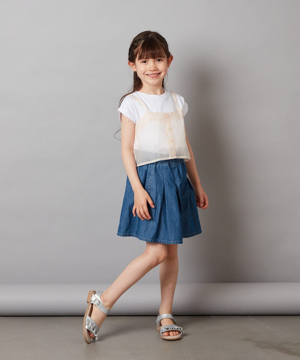 KJKGV02024 a.v.v KIDS(アー・ヴェ・ヴェ) [100-130]シアーキャミドッキングＴシャツ オレンジ