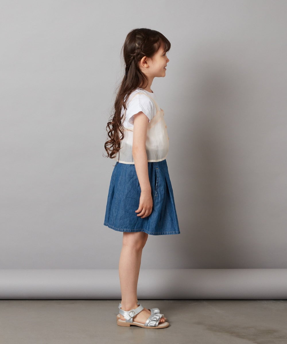 KJKGV02024 a.v.v KIDS(アー・ヴェ・ヴェ) [100-130]シアーキャミドッキングＴシャツ オレンジ
