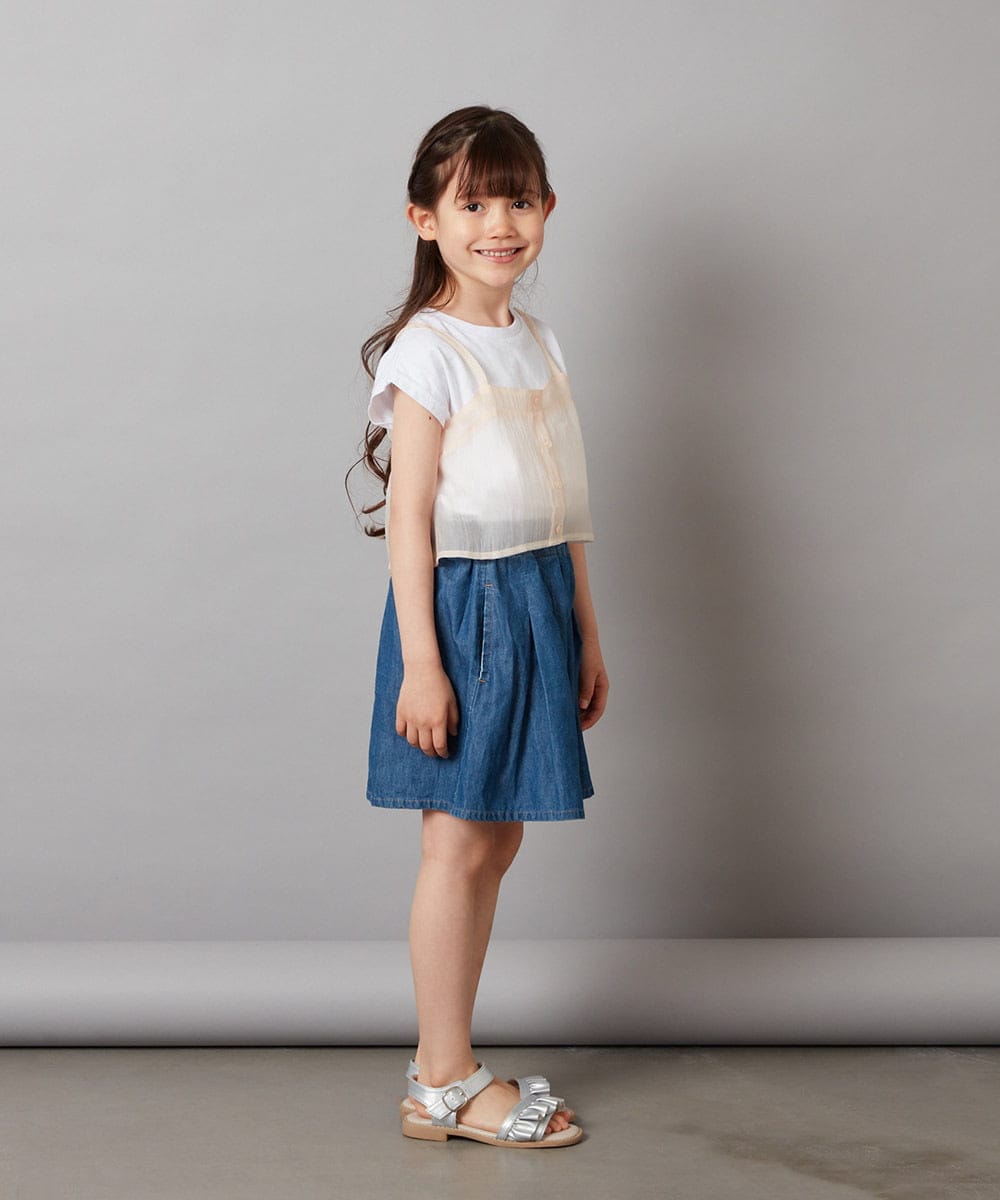 KJKGV02024 a.v.v KIDS(アー・ヴェ・ヴェ) [100-130]シアーキャミドッキングＴシャツ オレンジ