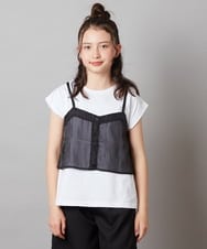 KJKGV02024 a.v.v KIDS(アー・ヴェ・ヴェ) [100-130]シアーキャミドッキングＴシャツ オレンジ