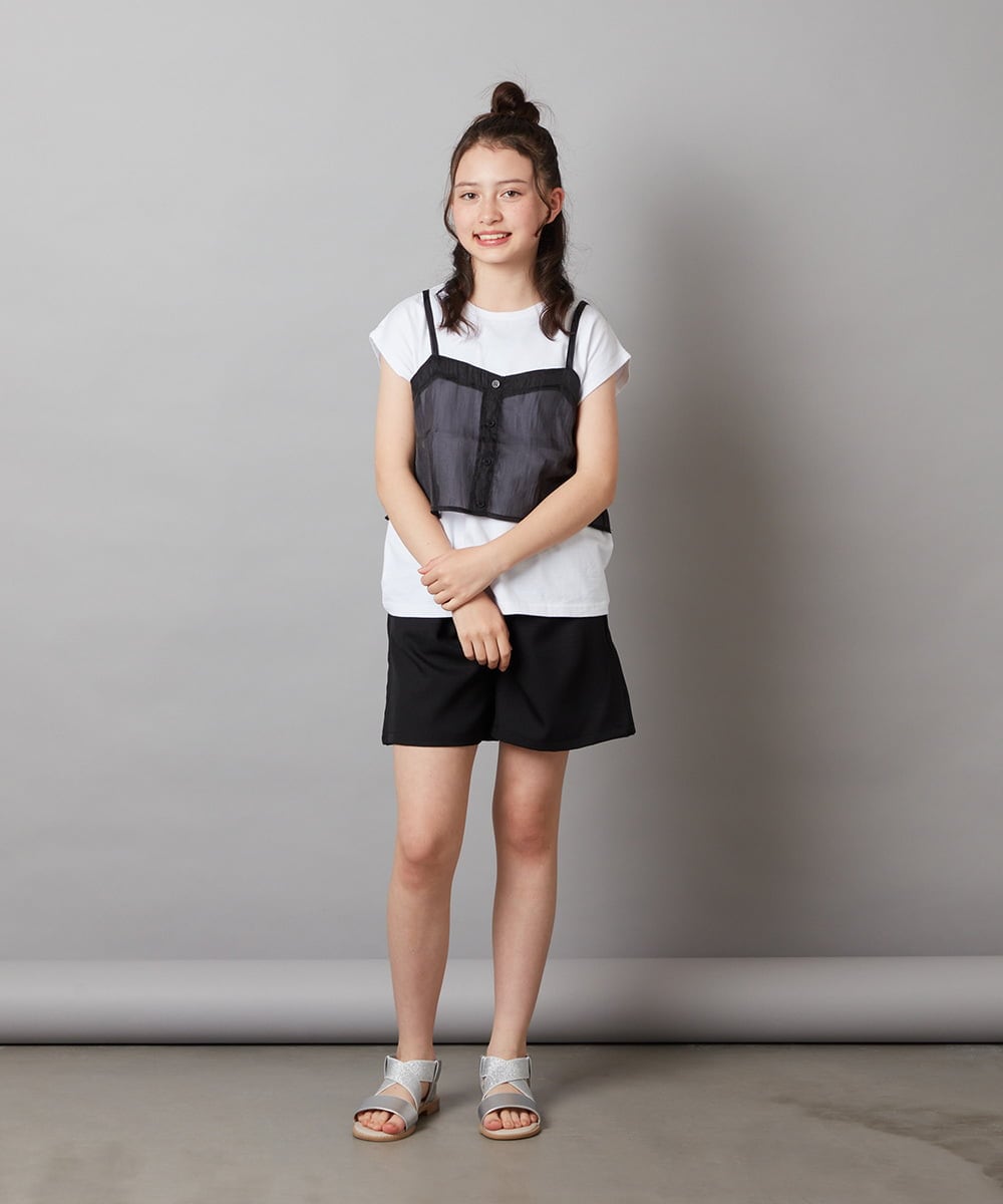 KJKGV02024 a.v.v KIDS(アー・ヴェ・ヴェ) [100-130]シアーキャミドッキングＴシャツ オレンジ