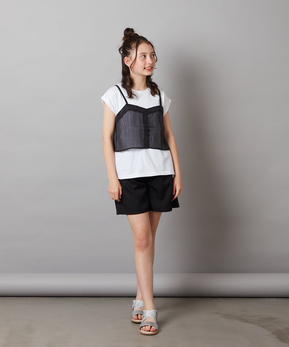 KJKGV02024 a.v.v KIDS(アー・ヴェ・ヴェ) [100-130]シアーキャミドッキングＴシャツ オレンジ