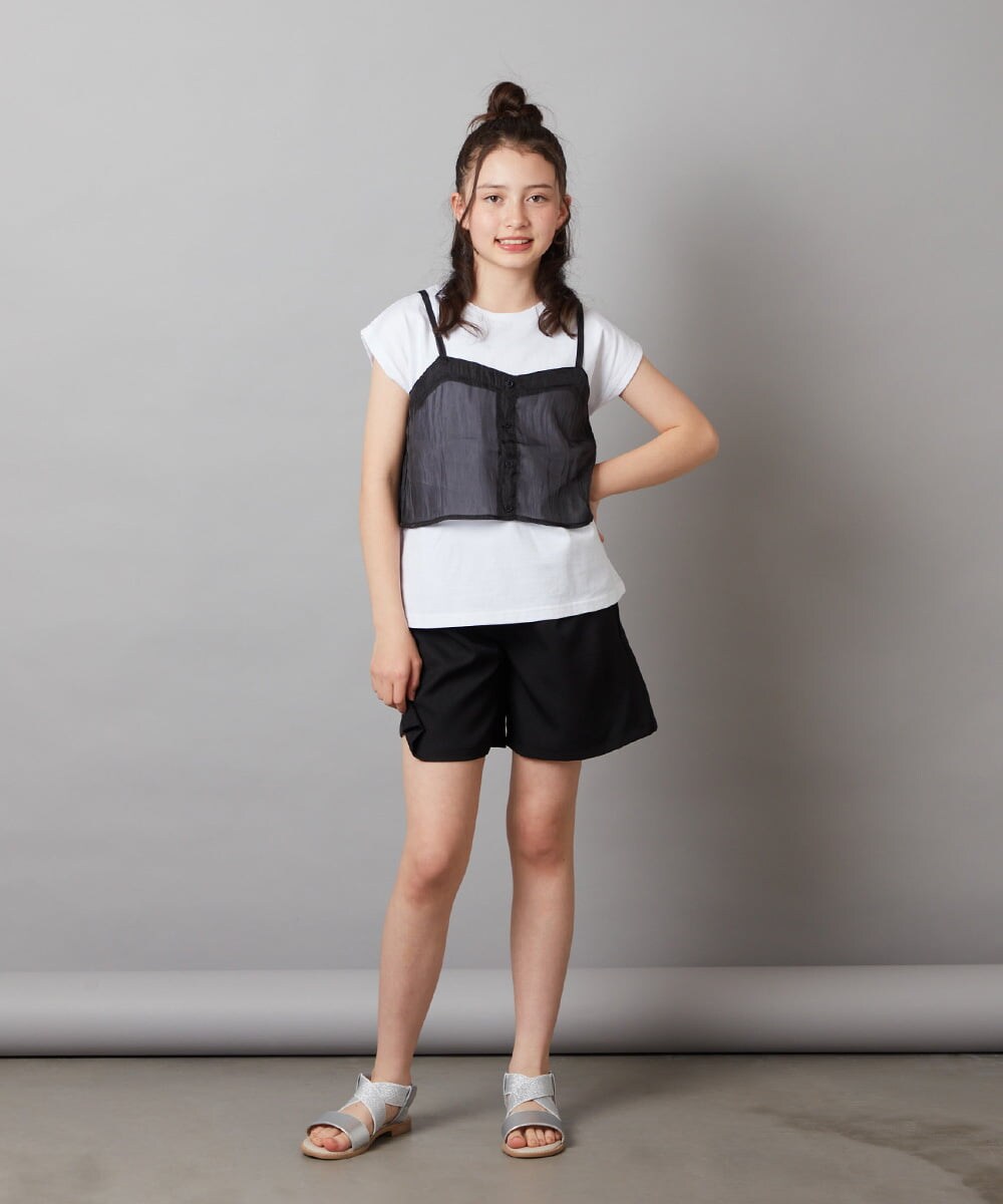 KJKGV02024 a.v.v KIDS(アー・ヴェ・ヴェ) [100-130]シアーキャミドッキングＴシャツ オレンジ