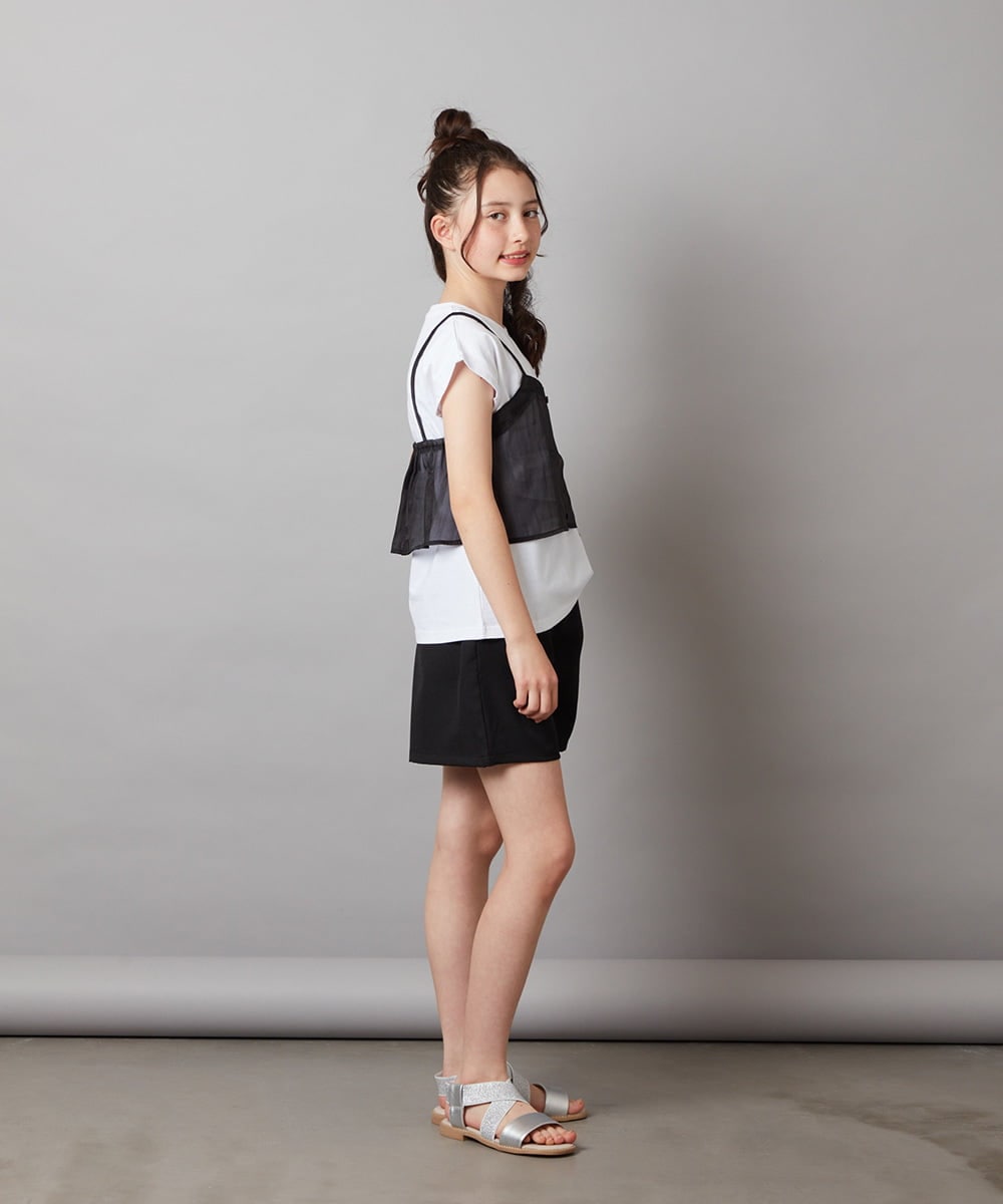 KJKGV02024 a.v.v KIDS(アー・ヴェ・ヴェ) [100-130]シアーキャミドッキングＴシャツ オレンジ