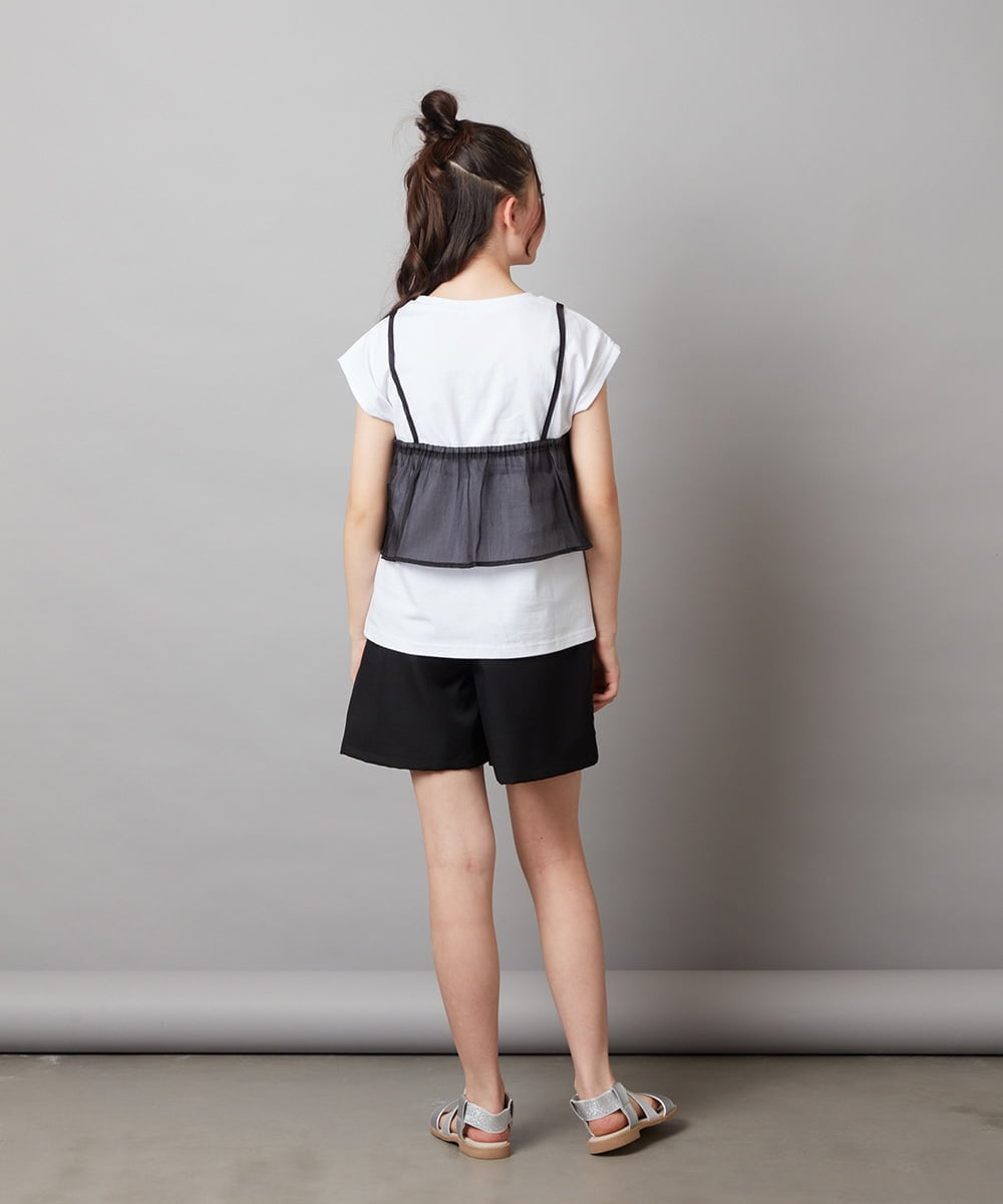 KJKGV02024 a.v.v KIDS(アー・ヴェ・ヴェ) [100-130]シアーキャミドッキングＴシャツ オレンジ