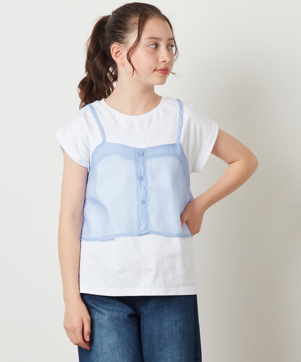 KJKGV02024 a.v.v KIDS(アー・ヴェ・ヴェ) [100-130]シアーキャミドッキングＴシャツ オレンジ