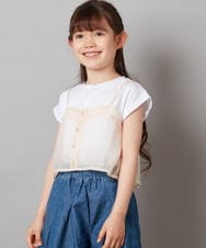 KJKGV02024 a.v.v KIDS(アー・ヴェ・ヴェ) [100-130]シアーキャミドッキングＴシャツ オレンジ