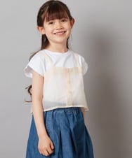 KJKGV02024 a.v.v KIDS(アー・ヴェ・ヴェ) [100-130]シアーキャミドッキングＴシャツ オレンジ