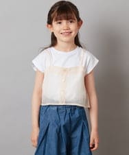 KJKGV02024 a.v.v KIDS(アー・ヴェ・ヴェ) [100-130]シアーキャミドッキングＴシャツ オレンジ