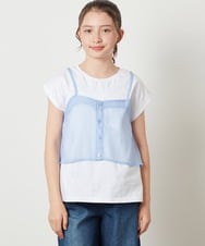 KJKGV02024 a.v.v KIDS(アー・ヴェ・ヴェ) [100-130]シアーキャミドッキングＴシャツ ライトブルー