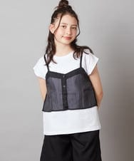KJKGV02024 a.v.v KIDS(アー・ヴェ・ヴェ) [100-130]シアーキャミドッキングＴシャツ ブラック