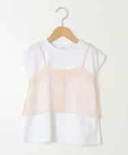KJKGV02024 a.v.v KIDS(アー・ヴェ・ヴェ) [100-130]シアーキャミドッキングＴシャツ オレンジ