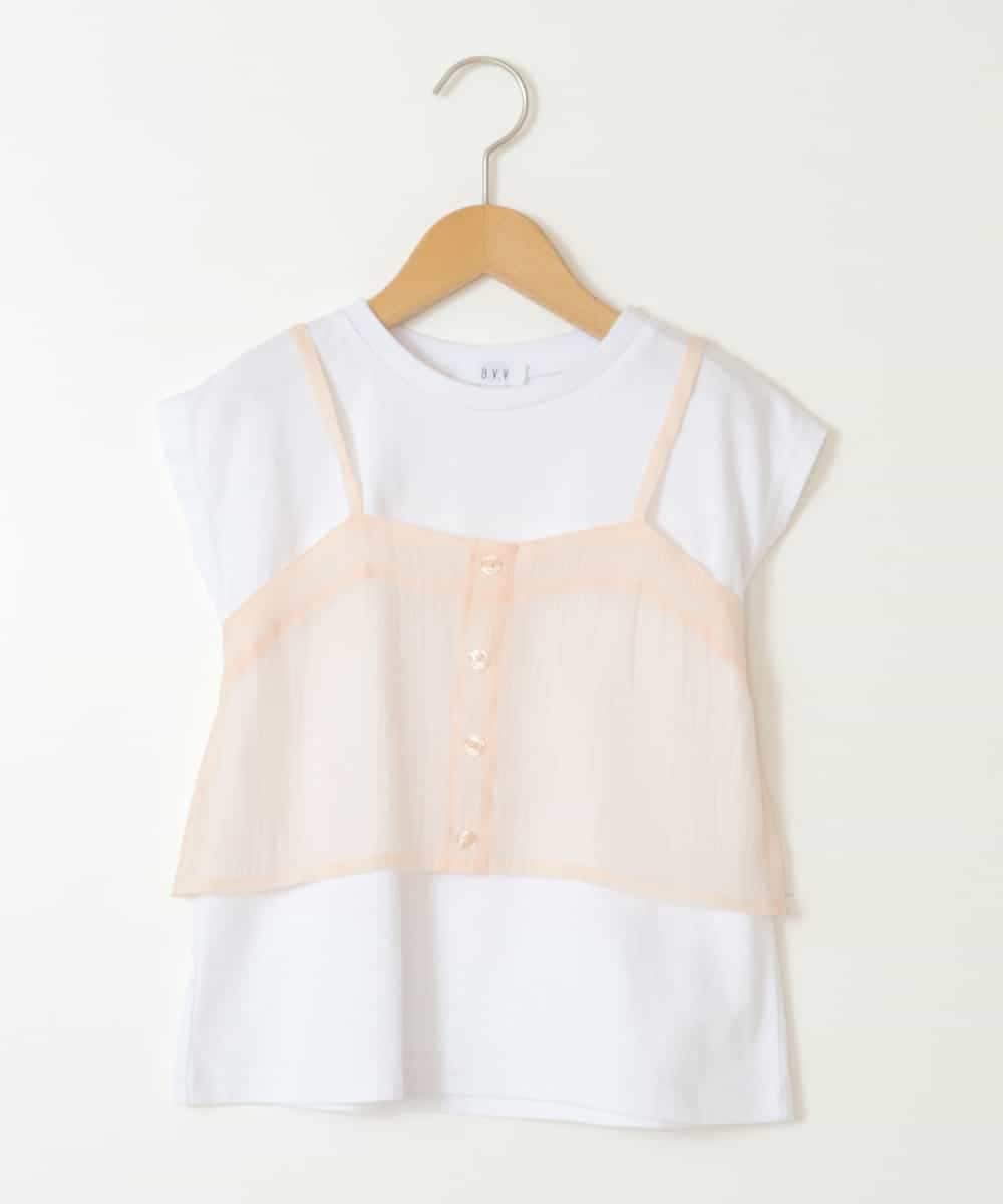 KJKGV02024 a.v.v KIDS(アー・ヴェ・ヴェ) [100-130]シアーキャミドッキングＴシャツ オレンジ