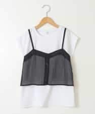 KJKGV02024 a.v.v KIDS(アー・ヴェ・ヴェ) [100-130]シアーキャミドッキングＴシャツ ブラック