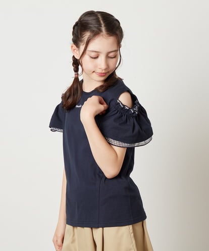 KJKGV04019 a.v.v KIDS [100-130]オフショルフリルスリーブカットソー