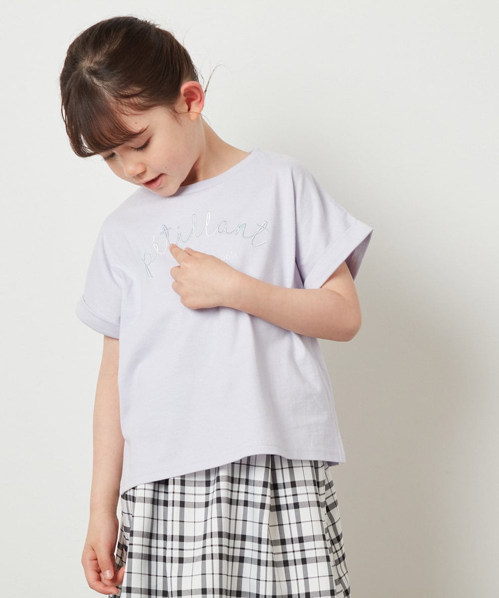 KJKGV05019 a.v.v KIDS(アー・ヴェ・ヴェ) [100-130]アソートロゴプリントTシャツ ラベンダー