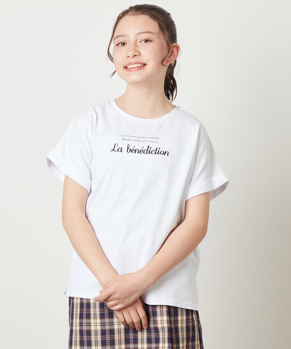 KJKGV05019 a.v.v KIDS(アー・ヴェ・ヴェ) [100-130]アソートロゴプリントTシャツ ホワイト