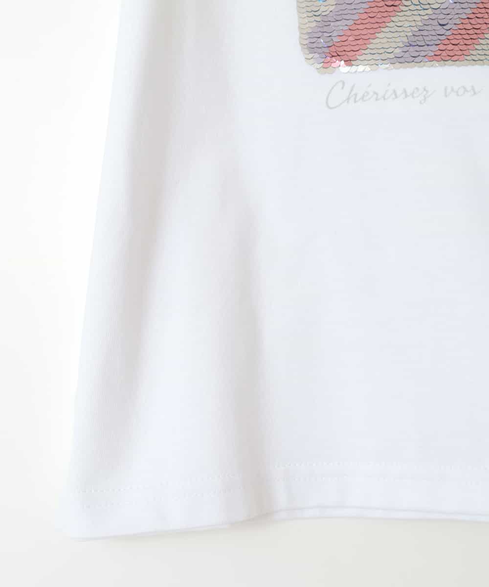 KJKGV06019 a.v.v KIDS(アー・ヴェ・ヴェ) [100-130]スパンコールアソートTシャツ ホワイト