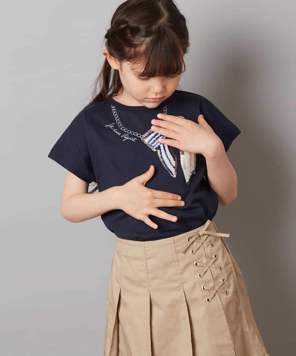 KJKGV06024 a.v.v KIDS(アー・ヴェ・ヴェ) [100-130]スパンコールアソートTシャツ ホワイト