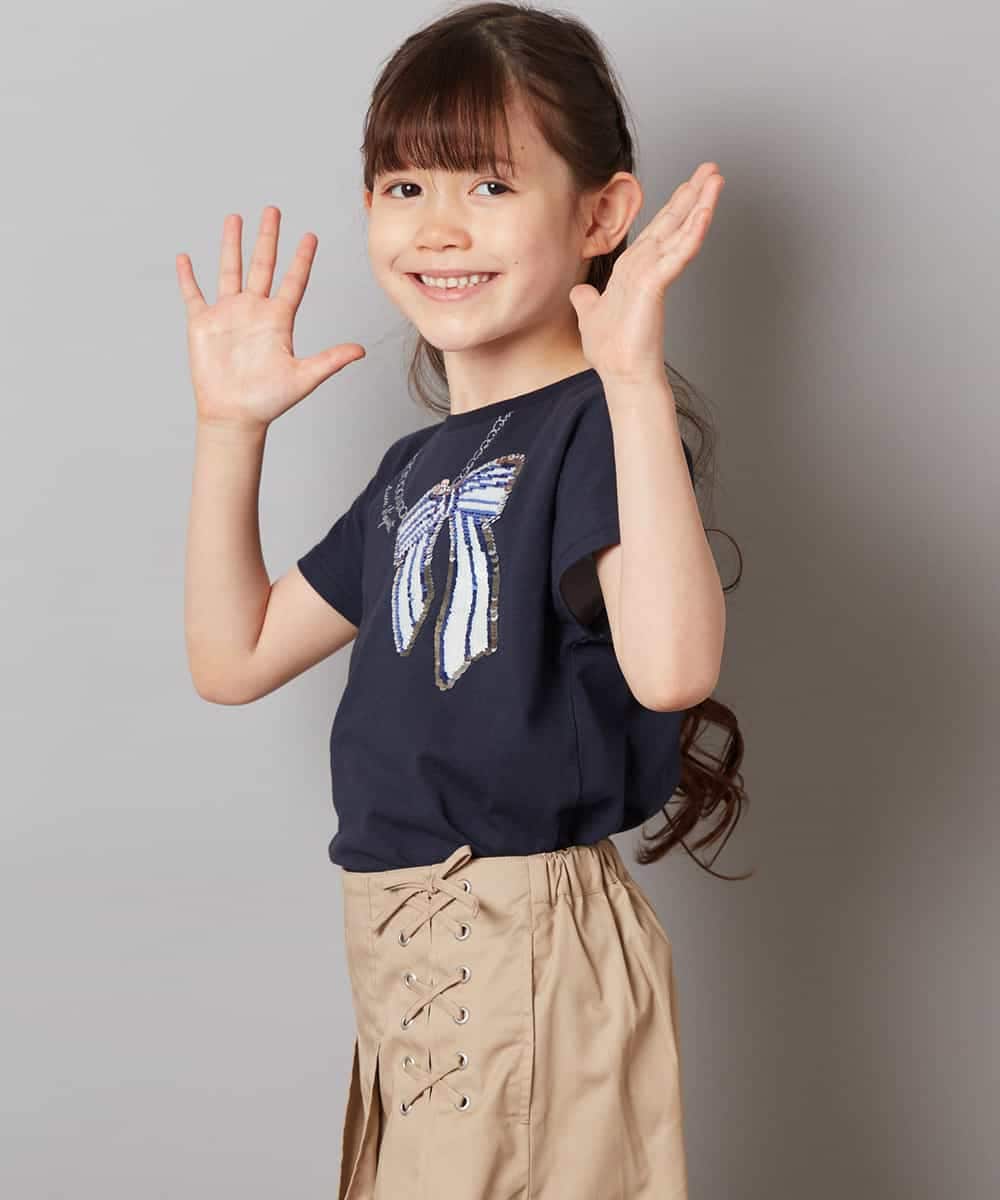 KJKGV06024 a.v.v KIDS(アー・ヴェ・ヴェ) [100-130]スパンコールアソートTシャツ ホワイト