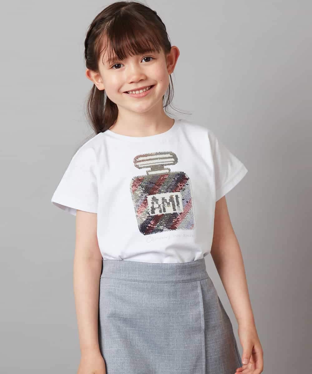 KJKGV06024 a.v.v KIDS(アー・ヴェ・ヴェ) [100-130]スパンコールアソートTシャツ ホワイト