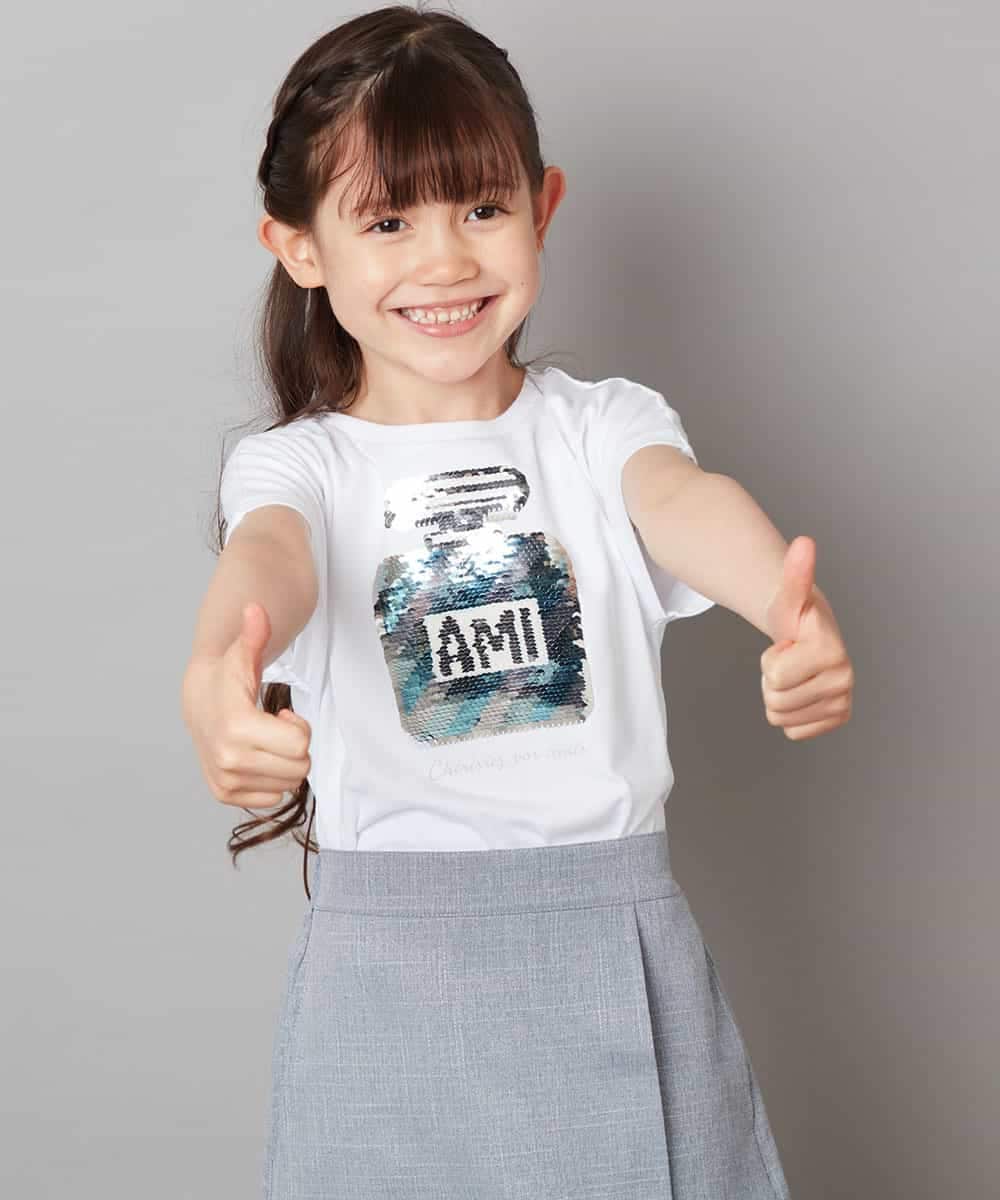 KJKGV06024 a.v.v KIDS(アー・ヴェ・ヴェ) [100-130]スパンコールアソートTシャツ ホワイト