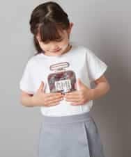 KJKGV06024 a.v.v KIDS(アー・ヴェ・ヴェ) [100-130]スパンコールアソートTシャツ ホワイト