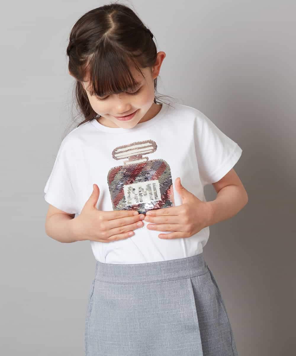KJKGV06024 a.v.v KIDS(アー・ヴェ・ヴェ) [100-130]スパンコールアソートTシャツ ホワイト