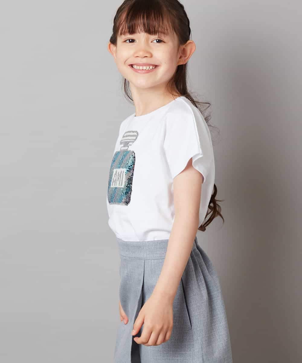 KJKGV06024 a.v.v KIDS(アー・ヴェ・ヴェ) [100-130]スパンコールアソートTシャツ ホワイト