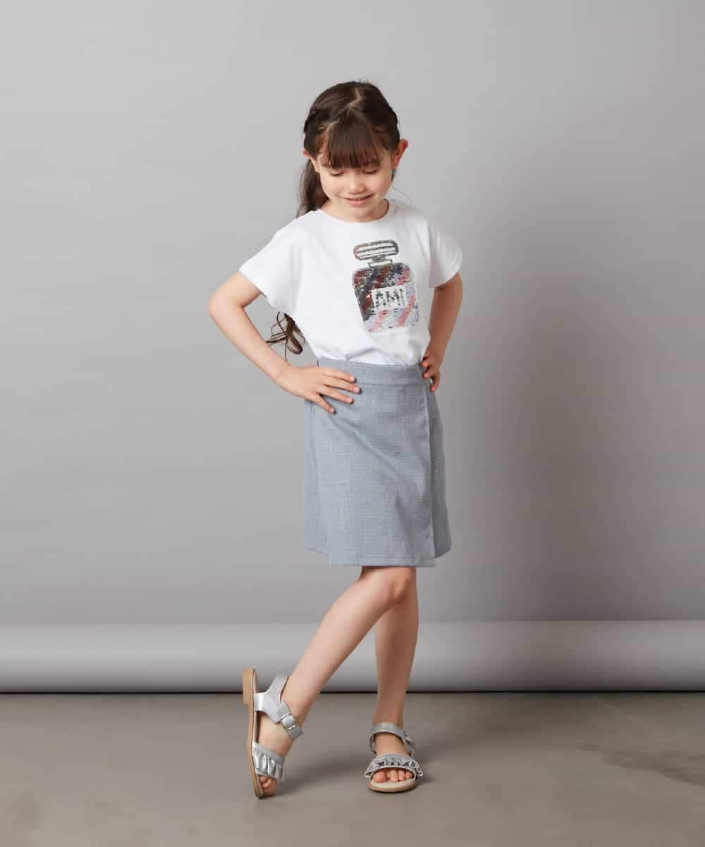KJKGV06024 a.v.v KIDS(アー・ヴェ・ヴェ) [100-130]スパンコールアソートTシャツ ホワイト