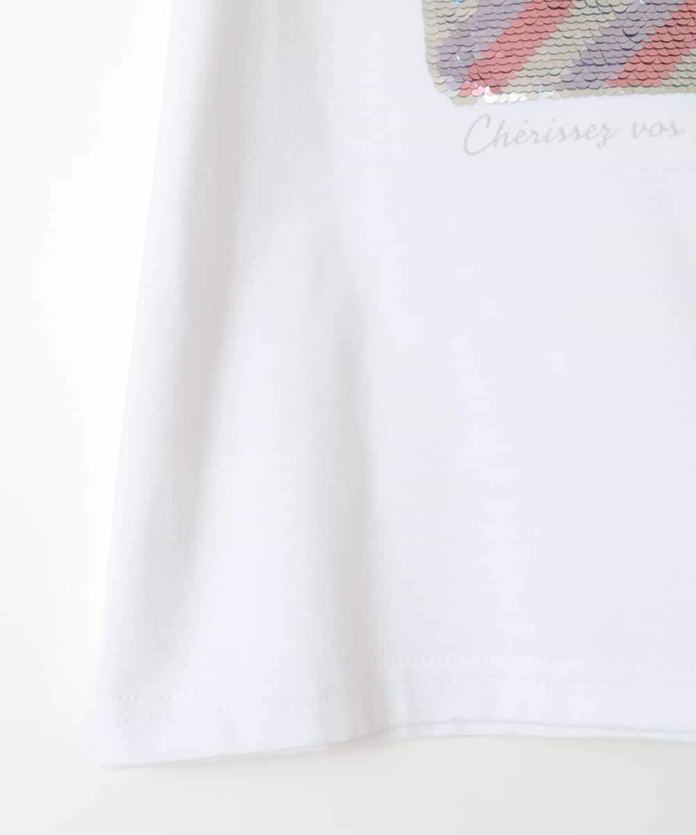 KJKGV06024 a.v.v KIDS(アー・ヴェ・ヴェ) [100-130]スパンコールアソートTシャツ ホワイト