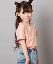 KJKGV08012 a.v.v KIDS(アー・ヴェ・ヴェ) [100-130]ギンガムスリーブﾞTシャツ オレンジ
