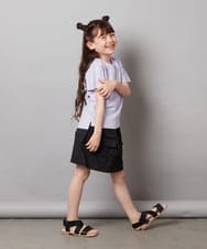 KJKGV08012 a.v.v KIDS(アー・ヴェ・ヴェ) [100-130]ギンガムスリーブﾞTシャツ オレンジ