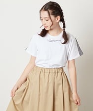 KJKGV08012 a.v.v KIDS(アー・ヴェ・ヴェ) [100-130]ギンガムスリーブﾞTシャツ オレンジ