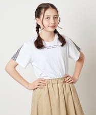 KJKGV08012 a.v.v KIDS(アー・ヴェ・ヴェ) [100-130]ギンガムスリーブﾞTシャツ オレンジ