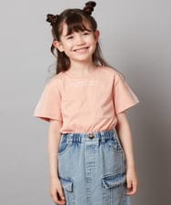 KJKGV08012 a.v.v KIDS(アー・ヴェ・ヴェ) [100-130]ギンガムスリーブﾞTシャツ オレンジ
