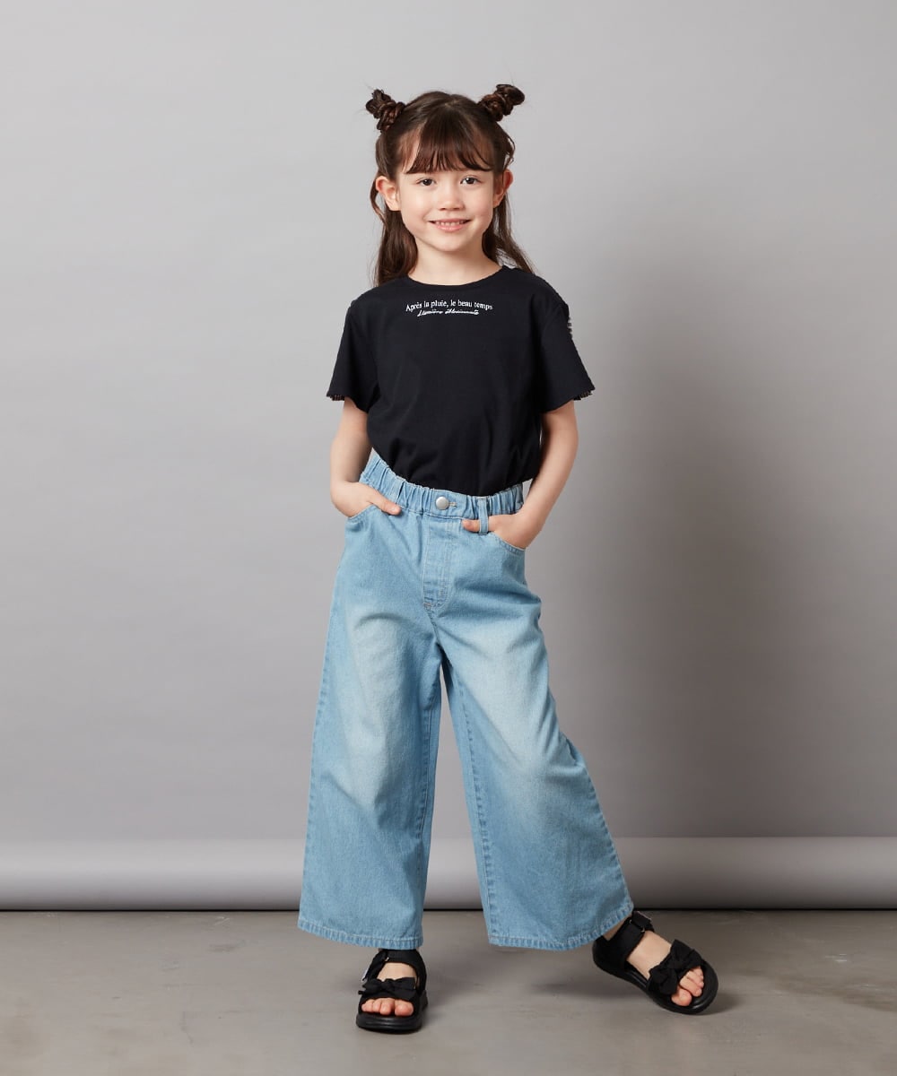 KJKGV08012 a.v.v KIDS(アー・ヴェ・ヴェ) [100-130]ギンガムスリーブﾞTシャツ オレンジ