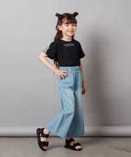 KJKGV08012 a.v.v KIDS(アー・ヴェ・ヴェ) [100-130]ギンガムスリーブﾞTシャツ オレンジ