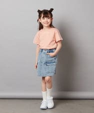 KJKGV08012 a.v.v KIDS(アー・ヴェ・ヴェ) [100-130]ギンガムスリーブﾞTシャツ オレンジ