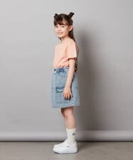KJKGV08012 a.v.v KIDS(アー・ヴェ・ヴェ) [100-130]ギンガムスリーブﾞTシャツ オレンジ