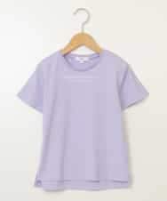 KJKGV08012 a.v.v KIDS(アー・ヴェ・ヴェ) [100-130]ギンガムスリーブﾞTシャツ ラベンダー