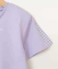 KJKGV08012 a.v.v KIDS(アー・ヴェ・ヴェ) [100-130]ギンガムスリーブﾞTシャツ ラベンダー