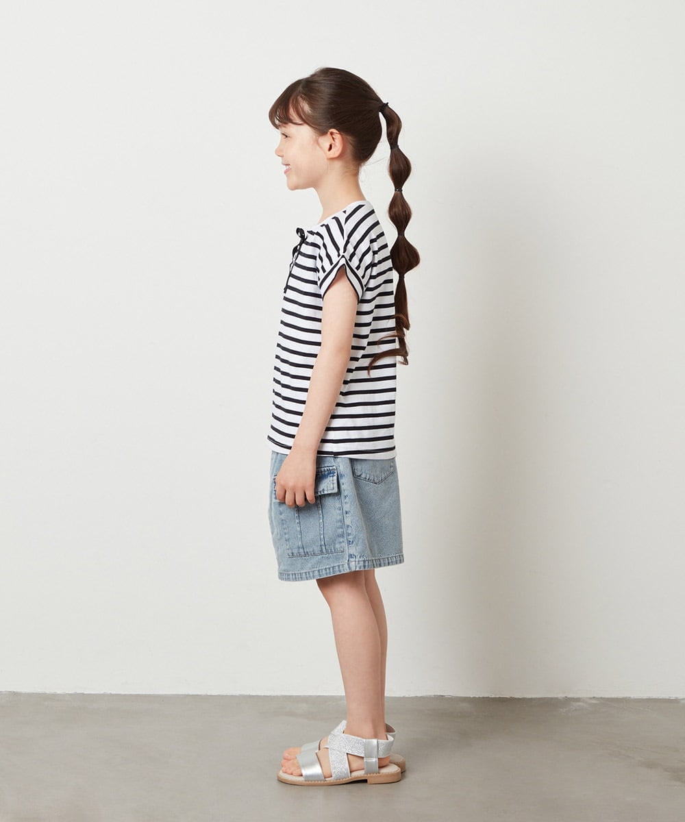 KJKGV10019 a.v.v KIDS(アー・ヴェ・ヴェ) [100-130]フロントレースUPTシャツ アイボリー